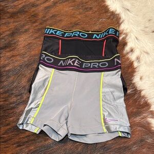 Nike Pro Shorts Duo in Black and Gray with Neon Accents